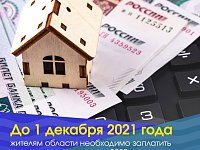 Не позднее 1 декабря 2021 года жителям области необходимо заплатить несколько налогов